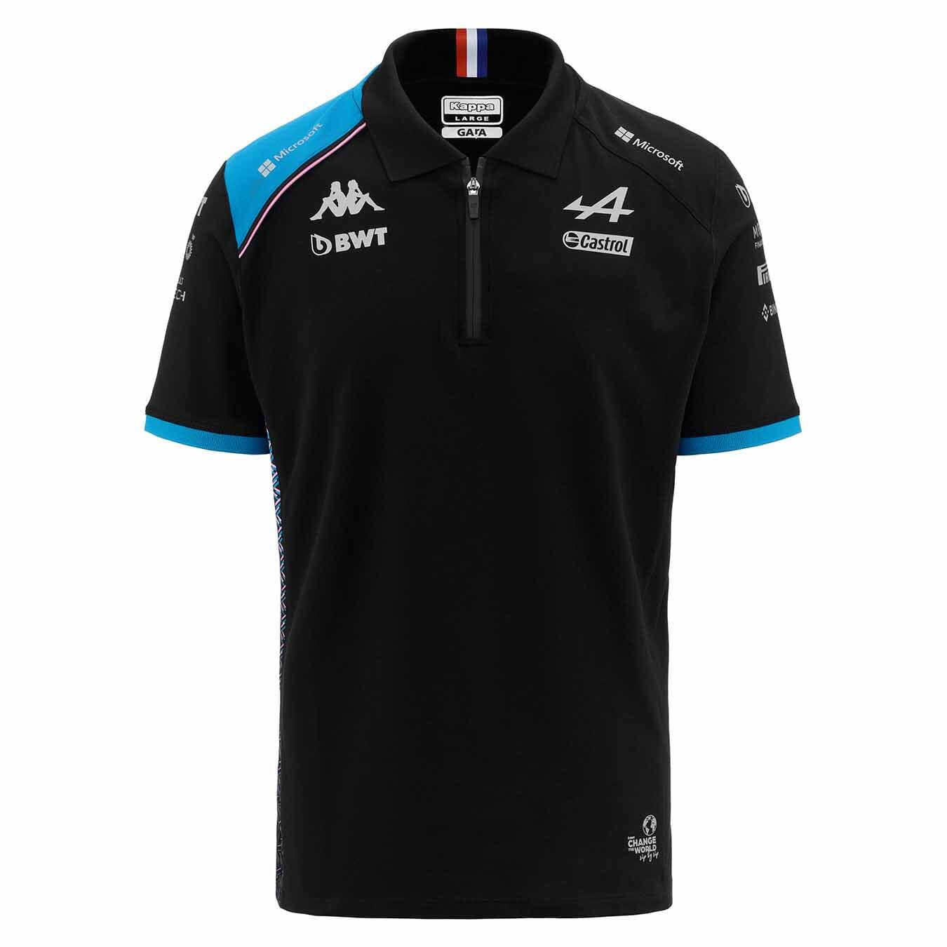 Alpine Racing F1 2023 Men's Team Polo Shirt - Black/White/Blue