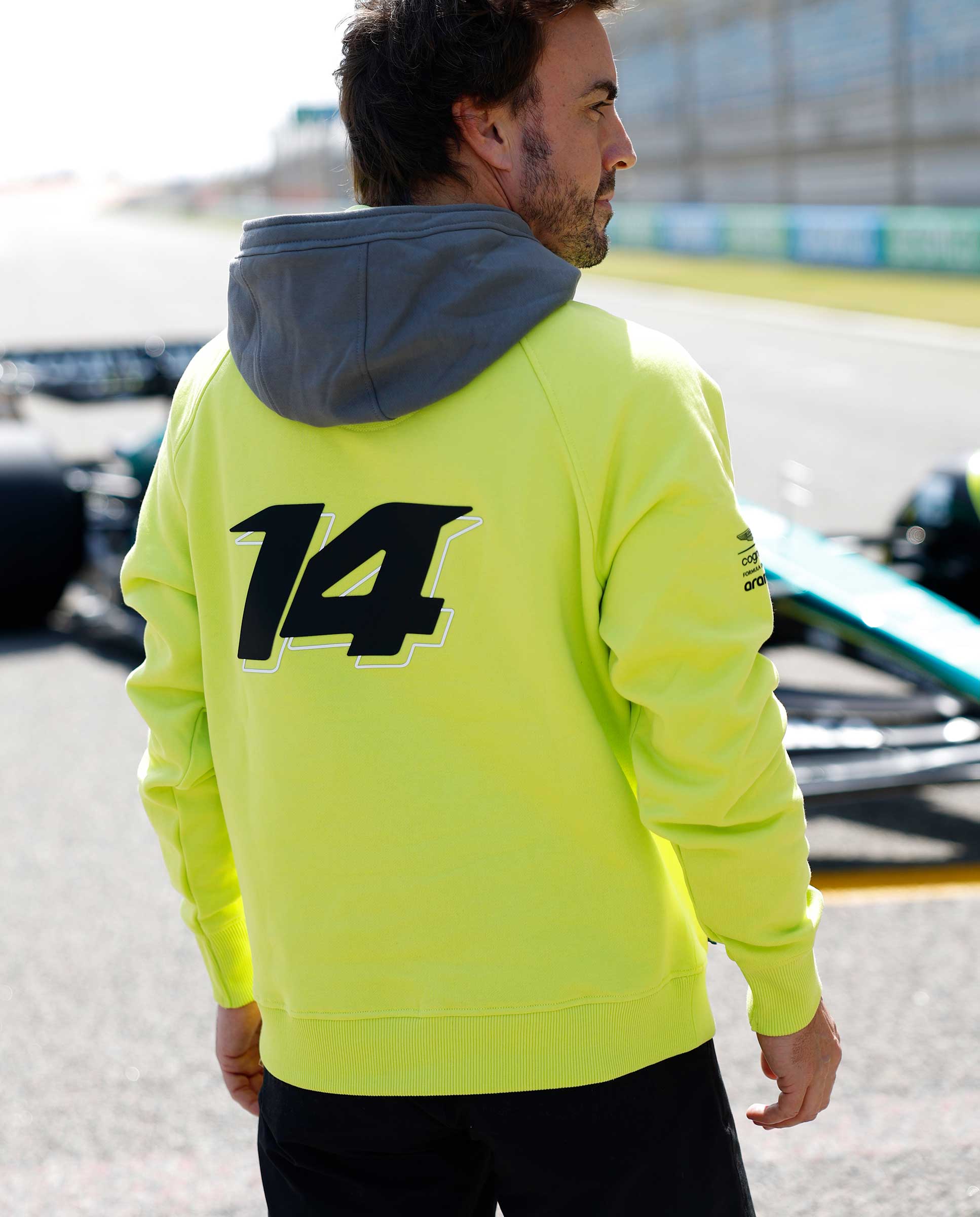 Aston Martin F1 Kimoa Fernando Alonso Men's Lifestyle Hoodie- Lime