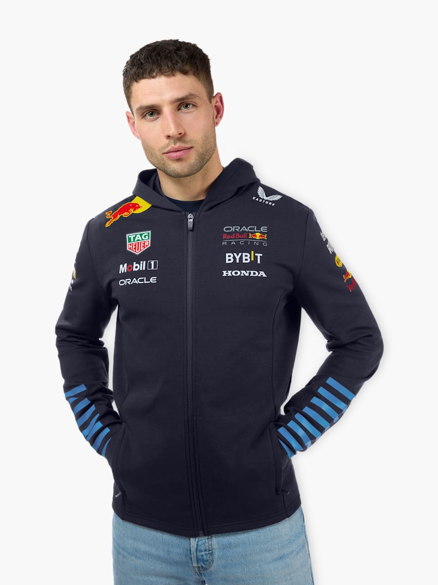 Red Bull Racing F1 2024 Team Full Zip Hooded Sweatshirt- Navy
