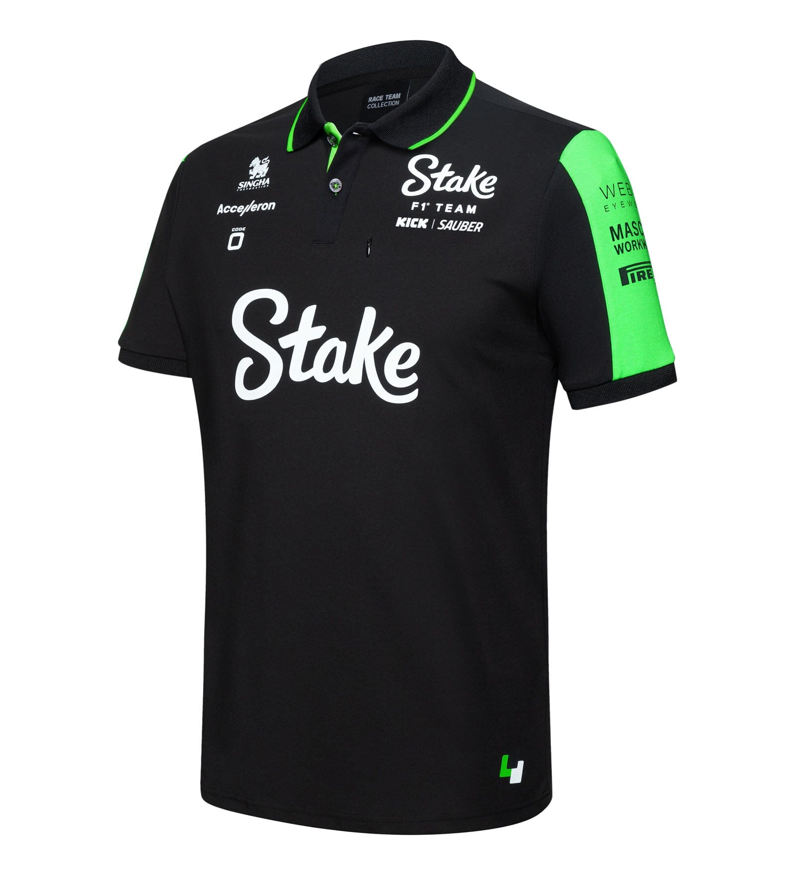 Stake F1 Kick Sauber 2024 Men's Team Polo Shirt - Black