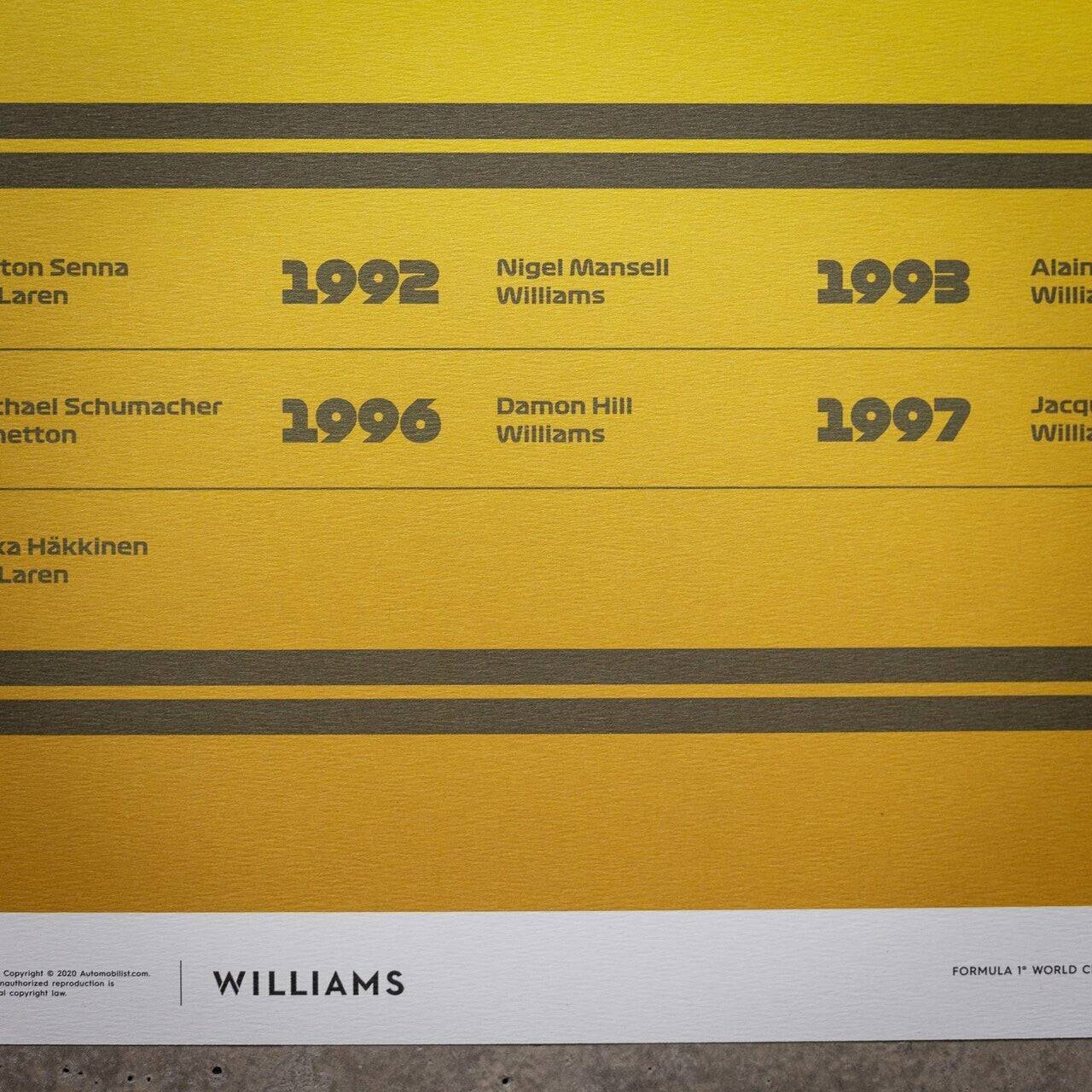 Formula 1® - Decades - Williams - 1990s | Unique Numbers