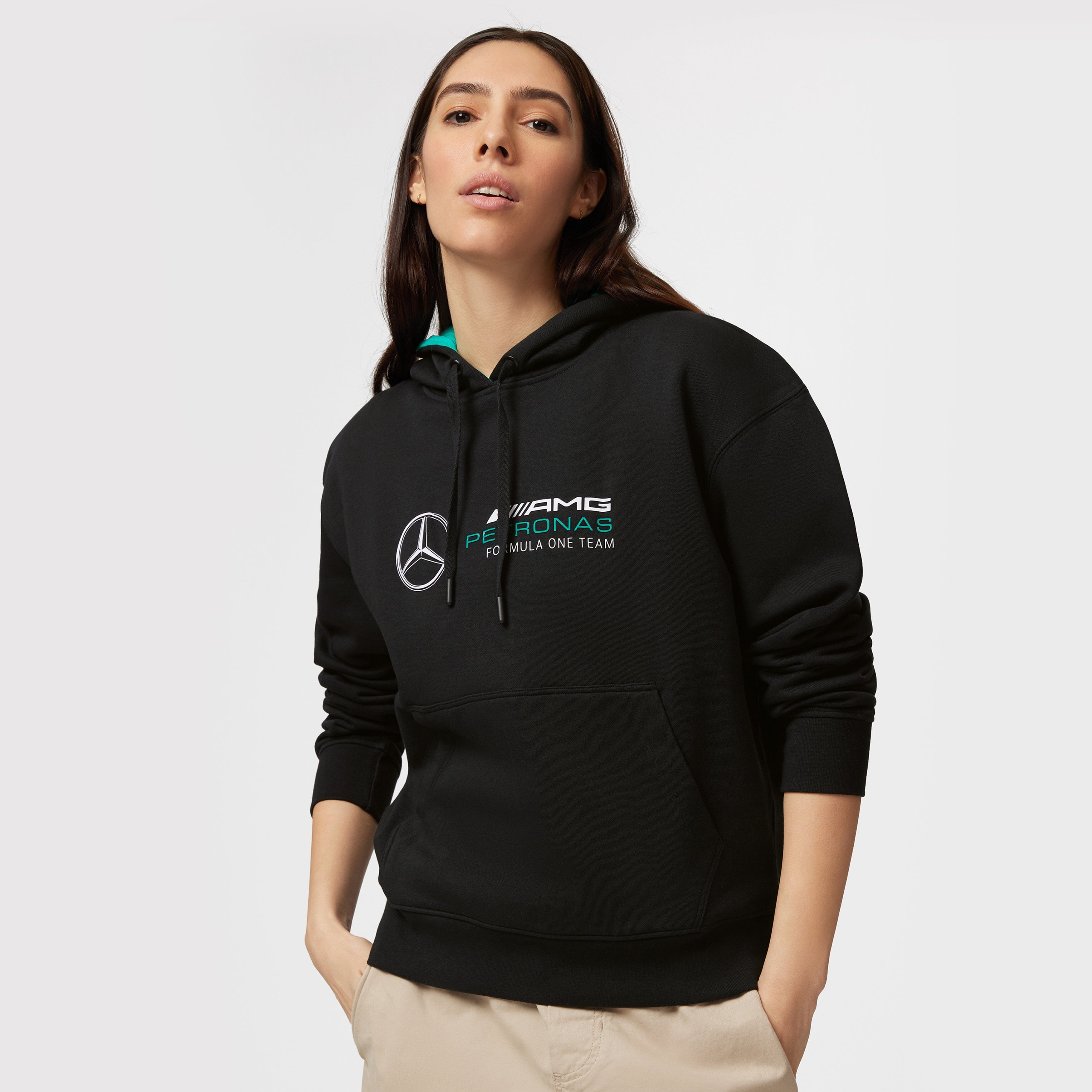 Mercedes AMG F1 Women's Oversized Hoodie - Black/White