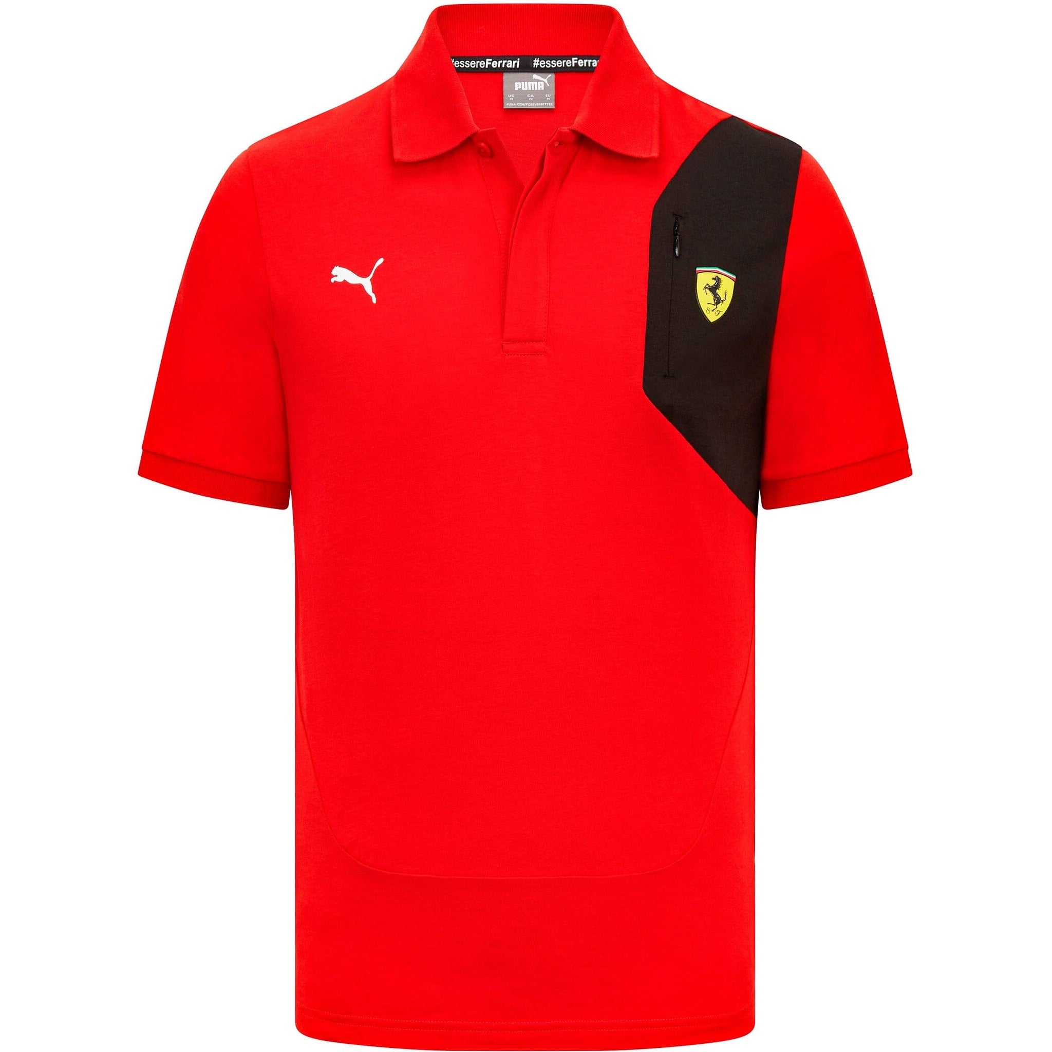 Scuderia Ferrari F1 Men's Puma Small Shield Logo Polo Shirt-Red/Black